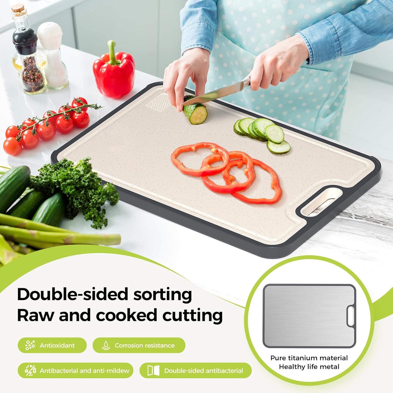 SEYDI Titanium Cutting Board for Kitchen