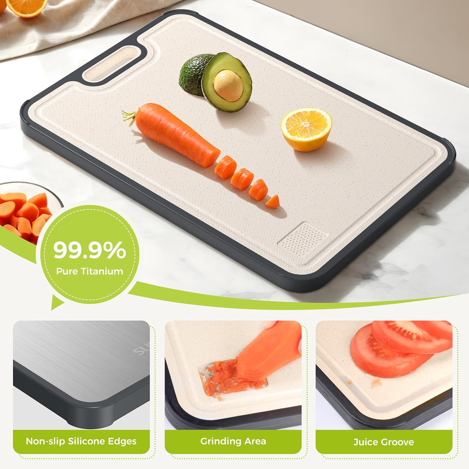 SEYDI Titanium Cutting Board for Kitchen