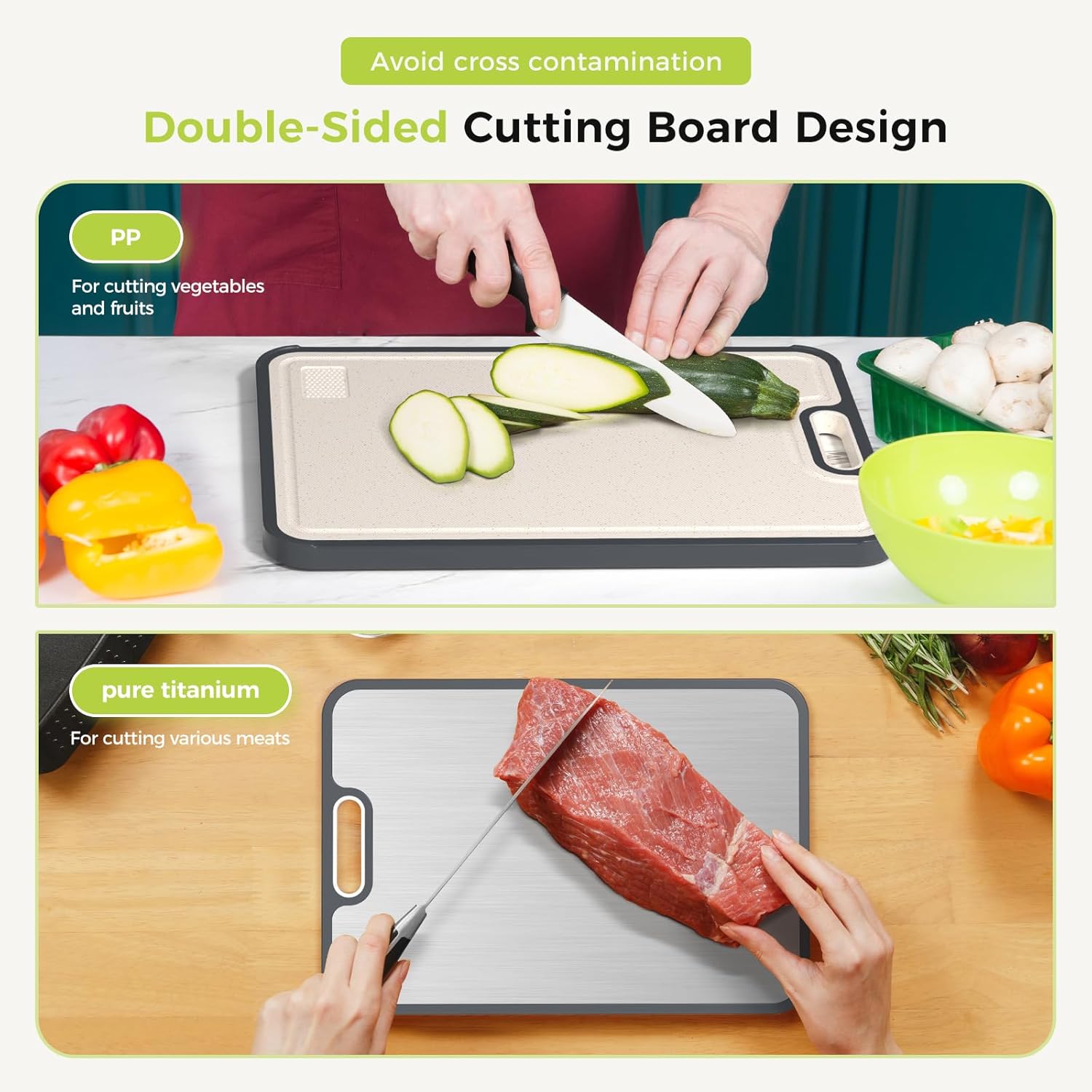 SEYDI Titanium Cutting Board for Kitchen